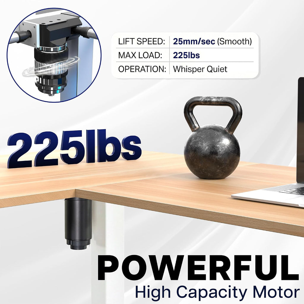 Black 75 x 63 in Corner Standing Desk, DESK-E3CTB-75 | Electric, Holds 225 lbs, Large Reversible L-Shaped Table, Sit