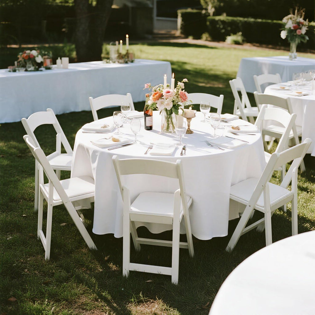 2 Pack White Round Polyester Tablecloth 90 Inch Washable for Round Tables, Stain and Wrinkle Resistant Cover Dining