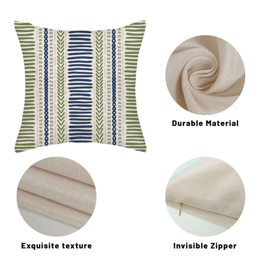Sage Green Pillow Covers 24x24 Inch 2 Pcs Boho Navy Blue Grey Polka Dots Stripe Decor Throw Pillows Modern Geometric