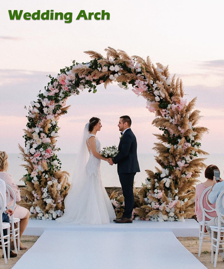 8Ft Wide 7Ft High Metal Wedding Arch for Ceremony Party, Gold