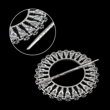 Shiny Silver Curtain Tiebacks Round Holdbacks, 26 Crystals - 2 Pack