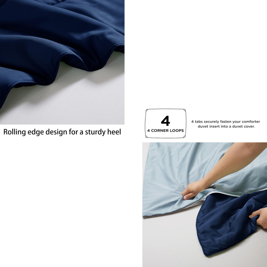 Bamboo Viscose Comforter Set Twin Size 2 Pieces - Navy Blue
