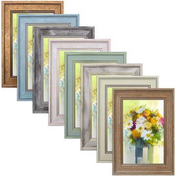 5x7 Picture Frame Set of 8, Rustic Farmhouse Picture Frames for Table or Wall Hanging