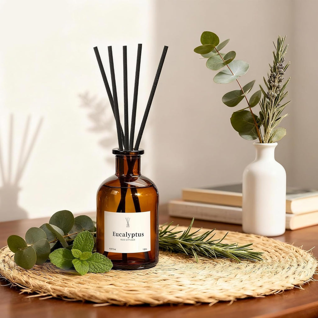 Reed Diffuser Set, 8.12 fl.oz Eucalyptus Scented Diffuser with Sticks, Up to 120 Days, Home Fragrance Reed Diffuser - Set of 2