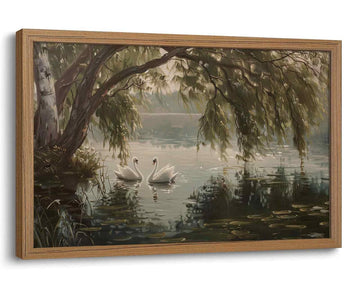 Swan Lake Wall Art Moody Landscape Pictures Vintage Framed Wall Decor