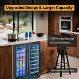 Wine and Beverage Refrigerator, 24 Inch Beverage Cooler Dual Zone with Glass Doo