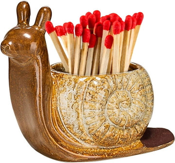Ceramic Match Holder with Striker, Jar-Shaped Match Holder, Suitable for All Matches, Vintage Home Decor (Yellow)