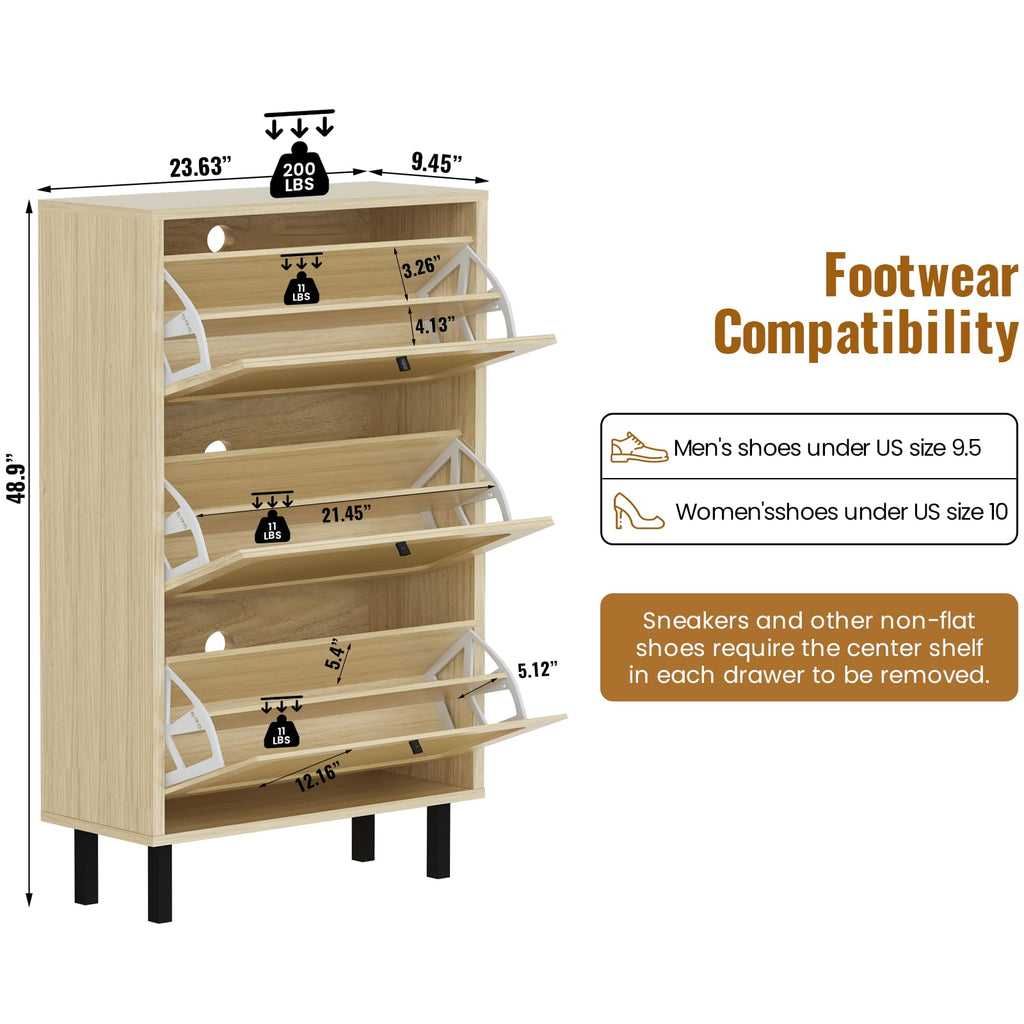 Shoe Storage Cabinet, Shoe Rack Cabinet with Flip Drawers, Narrow Shoe Rack for Small Apartment, Freestanding