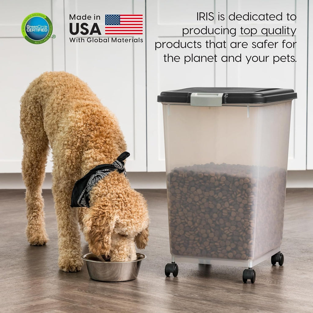USA Dog Food Storage Container, Up to 54 lbs, Black, Made in USA