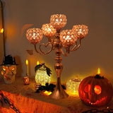 12 Sets Gold 5 Arms Candelabra Centerpiece,Metal Crystal Candlestick Holders Chandelier Crystal Beaded Candle Holder