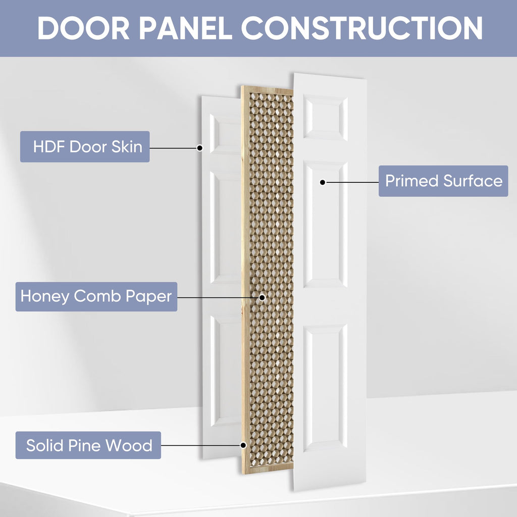 30 x 80 in. 6-Panel Bifold Door, Primed Hollow Core Closet Door