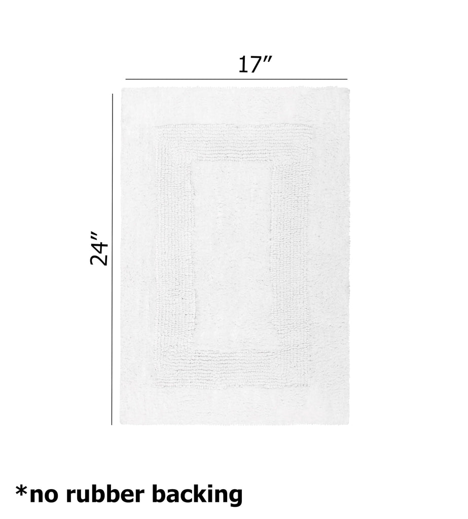2 Pack Reversible Bath Mat - Soft Plush Bath Rug -17x24- White