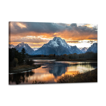Grand Teton National Park Canvas Wall Art Mountain Landscape Print Picture Framed Nature Wall Decor Office (28L x 44W)