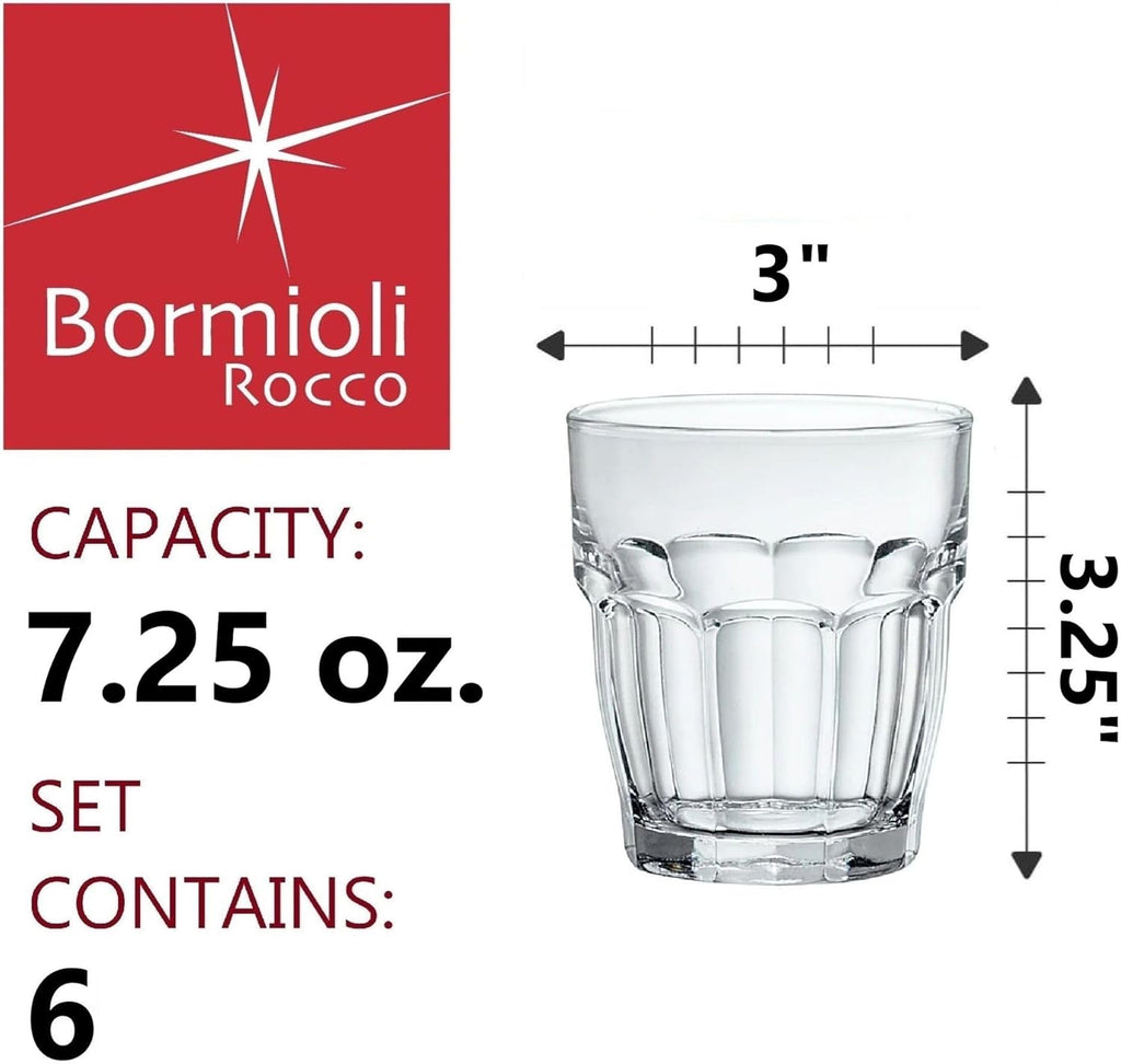 Rock Bar Juice Glasses, Set of 6-7.25 Oz. Stackable Drinking Glasses for Cocktails, Desserts & Soft Drinks