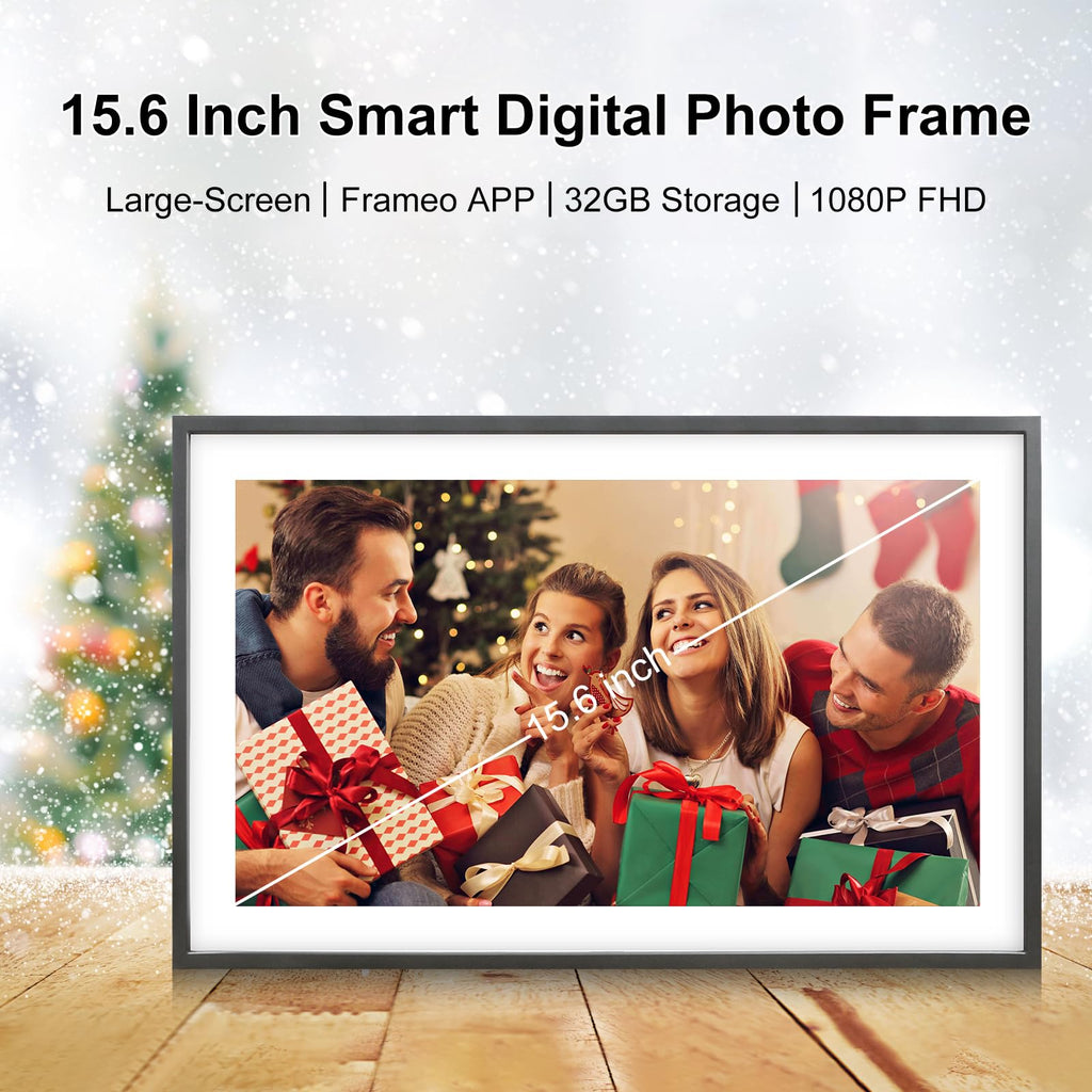 Frameo Digital Picture Frame WiFi 15.6 Inch Large Digital Photo Frame, 32GB, 1920 * 1080 IPS HD Touch Screen
