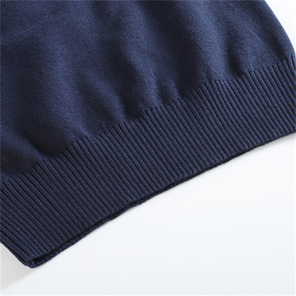 Navy Blue Sweater Boys School Uniform, Cable Knit V-Neck Knitted Uniform Toddler Kids Girls Clothes Dress Vests