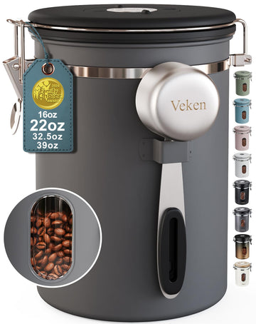Coffee Canister with Window, Airtight Stainless Steel Container, 22OZ