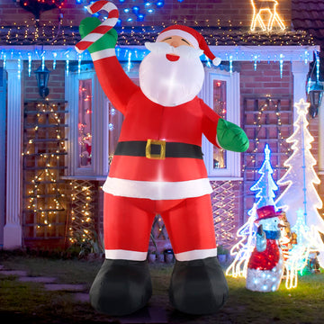10ft Inflatable Christmas Decorations, Christmas Santa Claus with Candy with LED Light Blow Up for Christmas Party