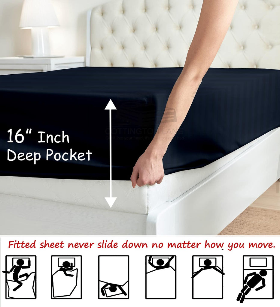Split Head King Sheets Sets for Adjustable Bed, 100% Cotton Half Split King Sheets, King Split Top Sheets Fits 14" to