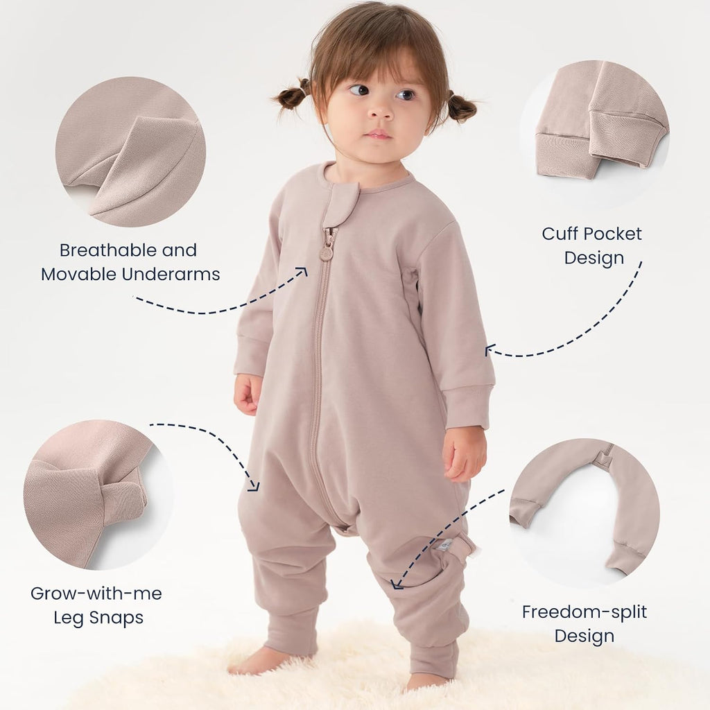 Unisex Toddler Sleep Sack with Feet, 2.5 Tog Baby Winter Sleep Sack Long Sleeve Gifts for Boys & Girls