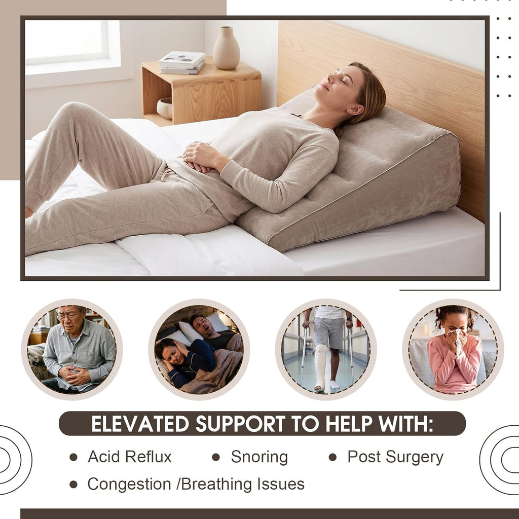 2 Pack Inflatable Wedge Pillow for Traveling Extra Wide 22" Portable Bed Wedge Pillows for Sleeping Head Shoulder