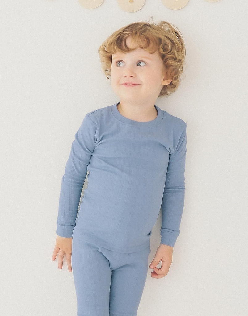 Toddler Kids Jacquard Pointelle Super Soft Lightweight Breathable Modal Cotton Sleepwear Pajamas Set