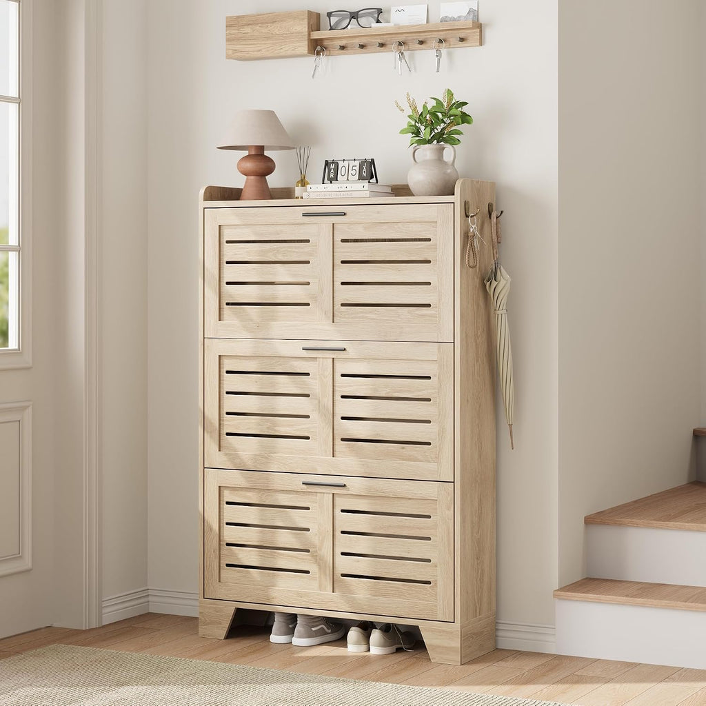 Shoe Cabinet Storage, Narrow Shoe Cabinet, Oak