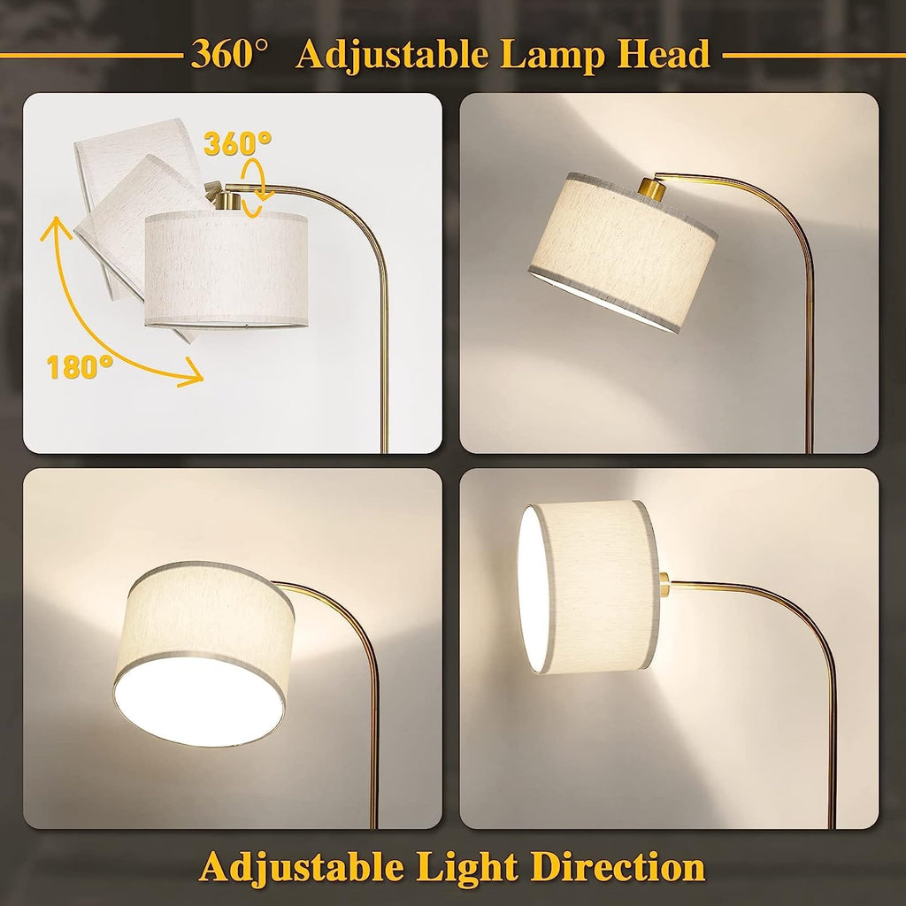 LED Floor Lamp Fully Dimmable Modern Standing Lamp Arc Floor Lamp with Adjustable Drum Shade, Tall Pole Reading Lamp