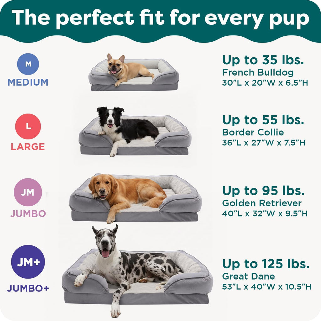 Orthopedic Dog Bed for Medium Dogs, Perfect Comfort Sofa with Removable Bolsters with Orthopedic Egg Crate Foam