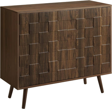 I 2789 Accent Chest, 36" Wide, 2 Door Cabinet, Storage, Decorative, Dark Walnut Laminate, Mid Century, Transitional