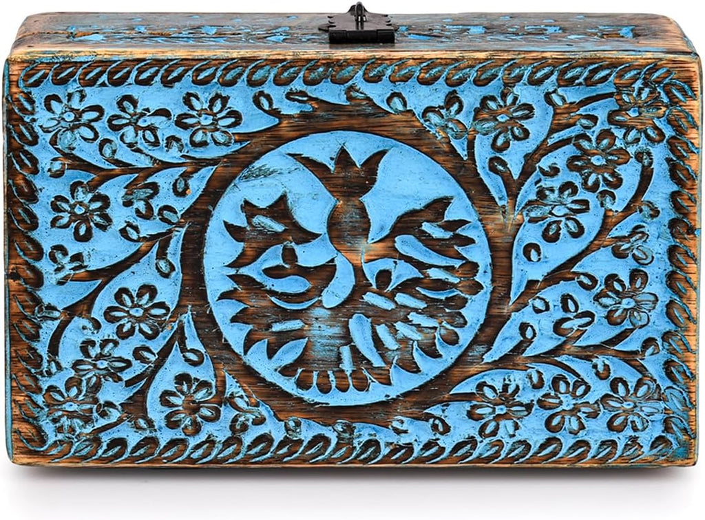 Wooden Jewelry Box, Tarot Box, Celestial Home Decor, Witch Box, Tree of Life, Trinket Box |Size- 8" x 5" x 2.5"