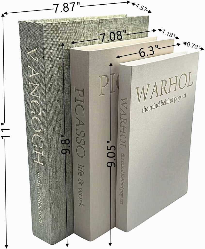 Set of 3 Decorative Books - Linen Faux Fake Books for Decor Aesthetic, Decorative Book for Coffee