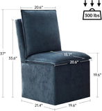 Upholstered Dining Chairs Set of 2, Modern Rolling Chairs with Storage and Wheels