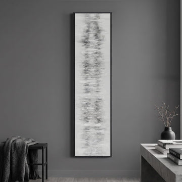 Framed Long Narrow Black and White Abstract Vertical Wall Art, 14x56 Inch