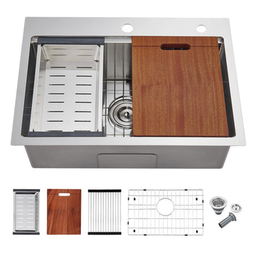 18 x 18 Inch Drop in Workstation Sink, 11 Gauge 304 Stainless Steel