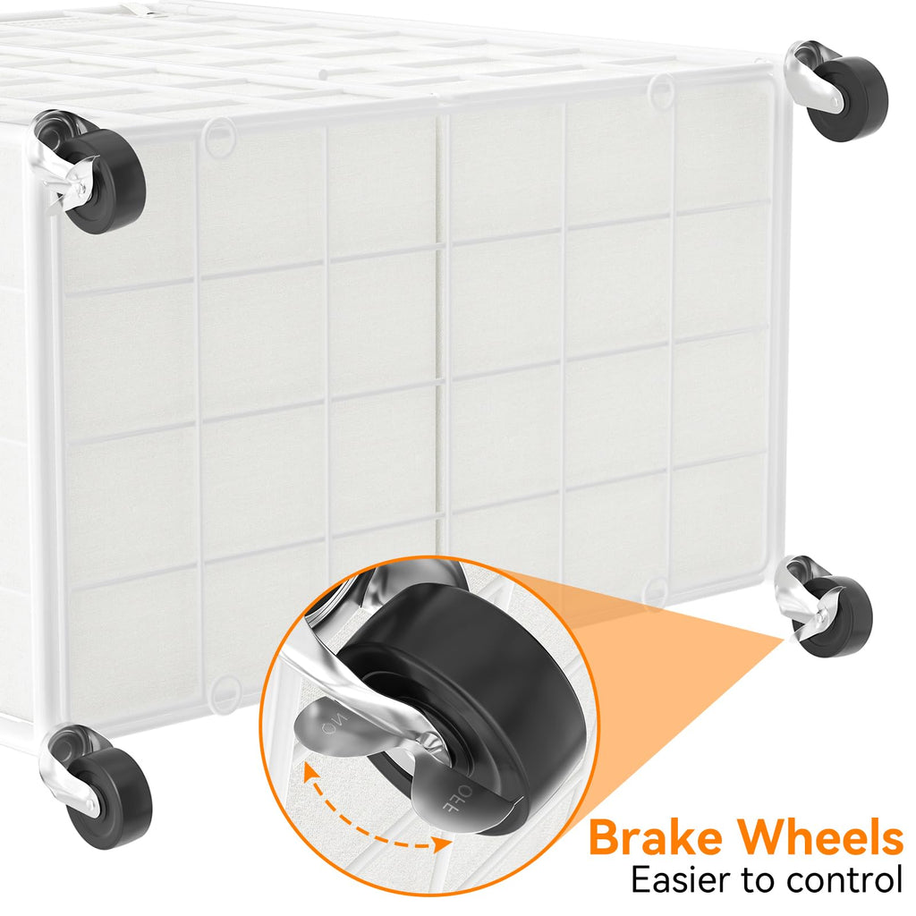 Double Laundry Hamper with Wheels, Metal Rolling Laundry Basket