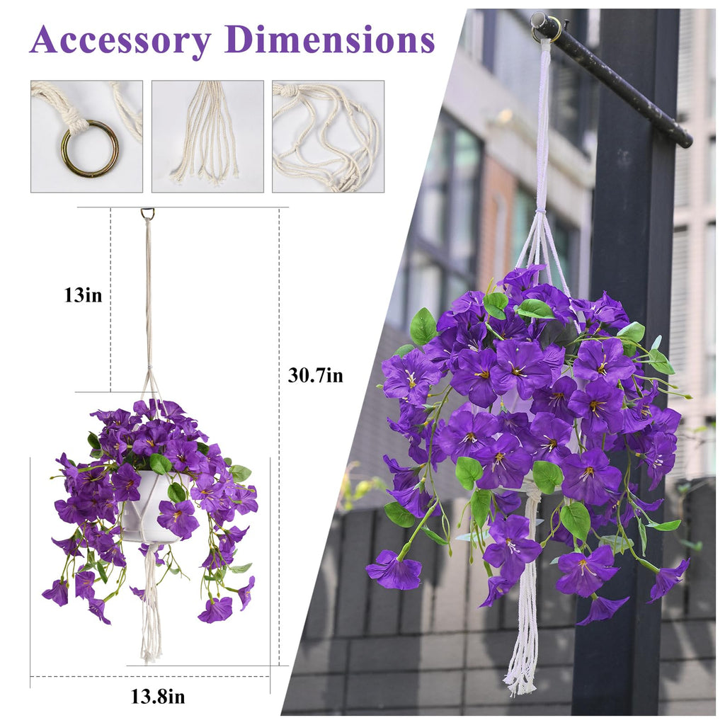 2 Sets Artificial Hanging Fake Flowers with Basket for Outdoors