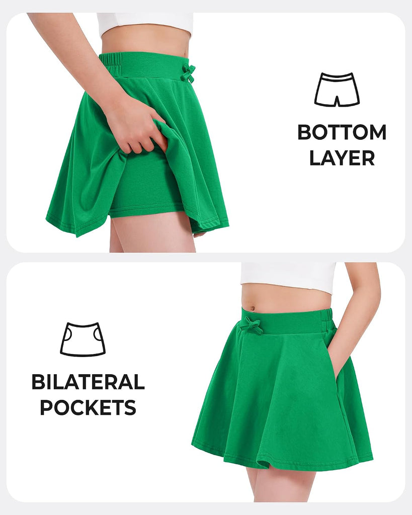 Girls Skirts Kids Casual Skorts Athletic Uniform Skirt with Pockets