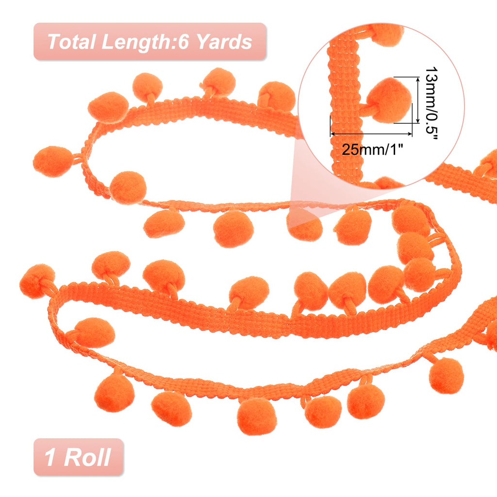 Pom Trim Ribbon 6yd 1" Wide Ball Fringe Sewing Fabric for DIY