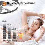 Modern Ceiling Fans with Lights and Remote, Flush Mount, 20 Inch Bladeless Ceiling Fan with Light, Low Profile Ceiling Fan, Reversible, 3CCT, Dimmable, Quiet, Ceiling Fans for Bedroom, Black A101-B0DNB28JSZ