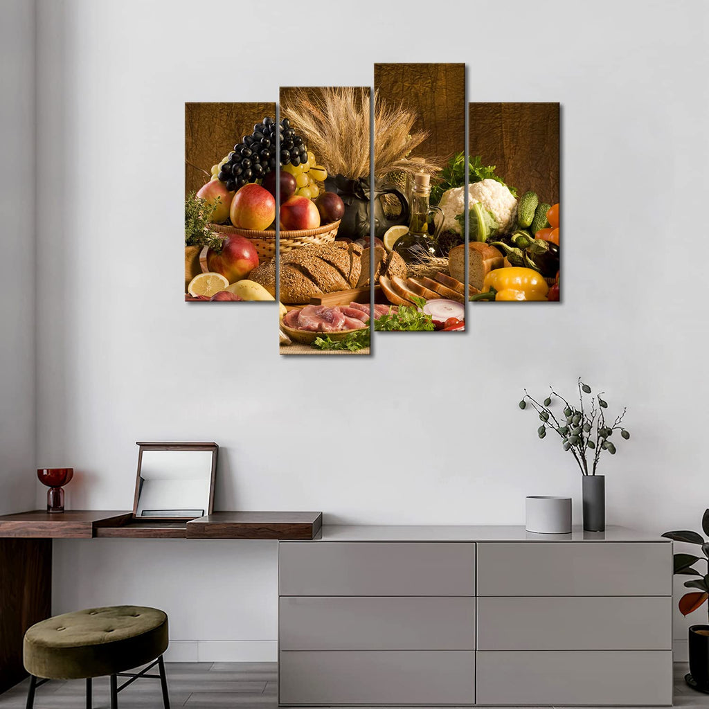 Food Wall Art Fruit Canvas 4 Panels Modern Artwork Kitchen Wall Art The Picture Print On Canvas Home Wall Decor