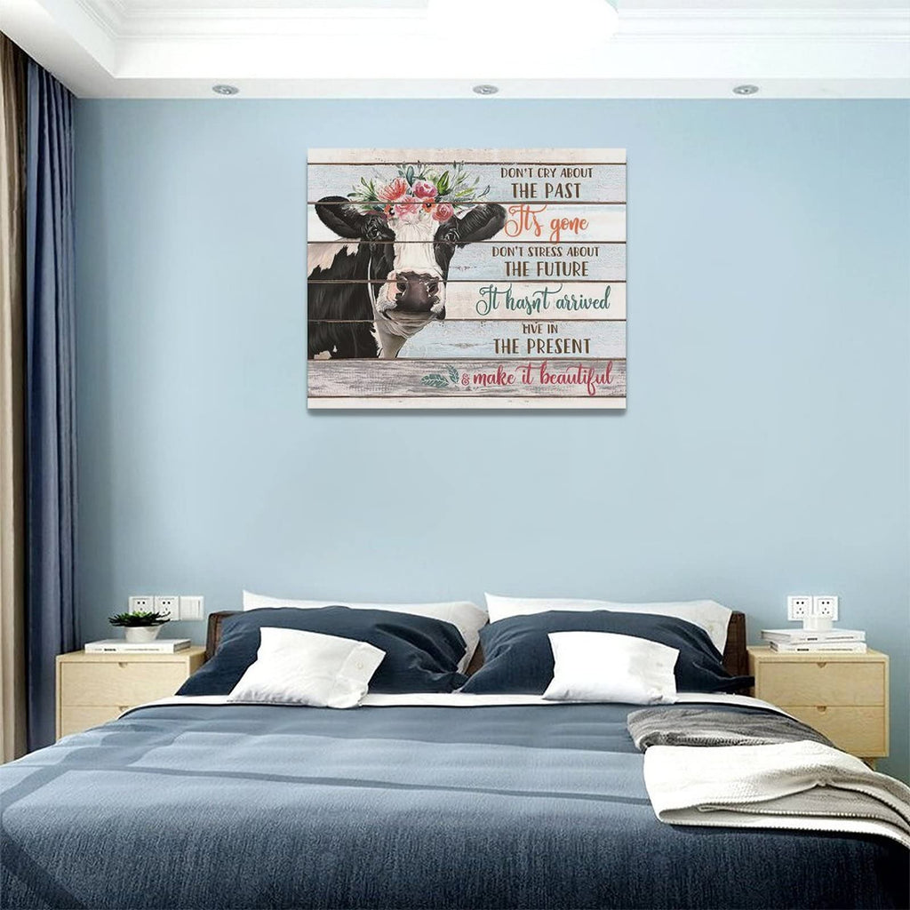 Farmhouse Canvas Wall Art Rustic Cow Cattle Wall Decor Inspirational Quotes Country Farm Animals Pictures Painting