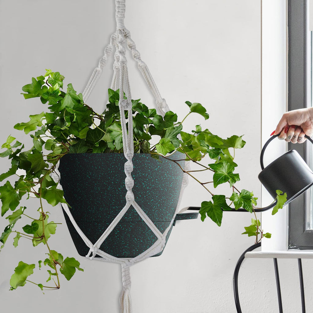 10 inch Self Watering Planters, 2 Pack Large Plastic Plant Pots with Deep Reservior and High Drainage Holes for