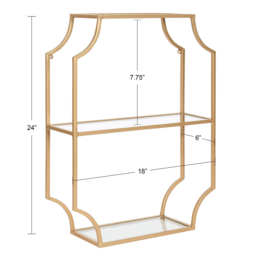 Ciel Glam Geometric Wall Shelf, 18 x 24, Gold, Decorative Shelves for Storage and Display