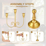 8 Pcs Gold Candelabra 12 Inch 3 Arm Metal Candle Stand Wedding Candlestick Holder for Table Centerpieces Wedding