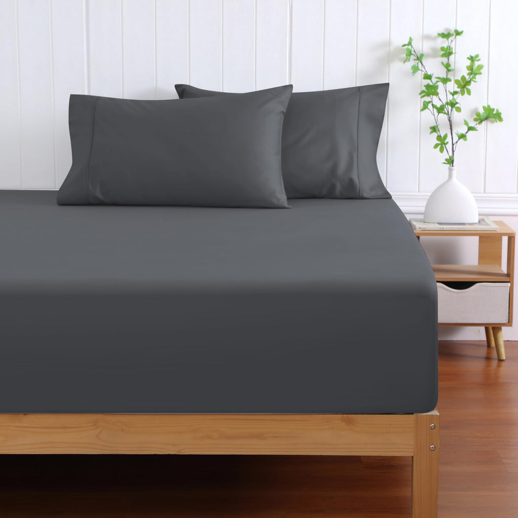 600 Thread Count Fitted Sheet Full Size, 100% Egyptian Cotton, 3-Piece Set (1 Fitted Sheet, 2 Pillowcases), Sateen