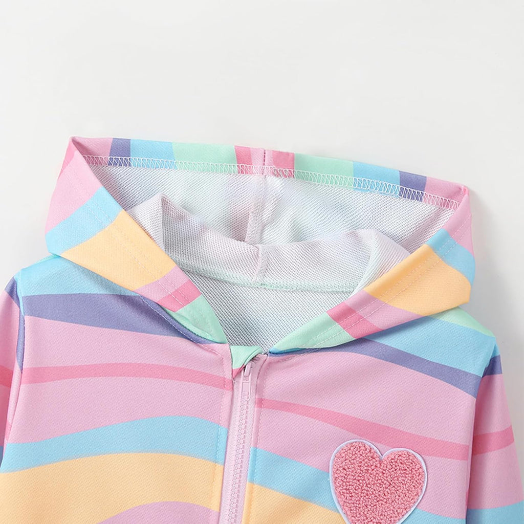 Toddler Girls Zip Up Sweatshirt Hoodie Cute Graphic Prints Zipper Hooded Tops