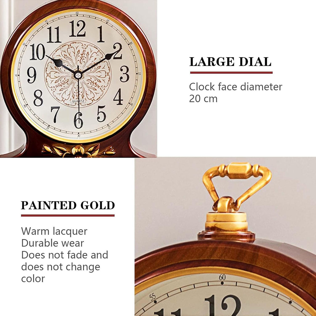 Rnuie Desk Clock for Table Decor, Retro Mantel Clock Battery Operated for Fireplace Mantel, Living Room, Bedroom