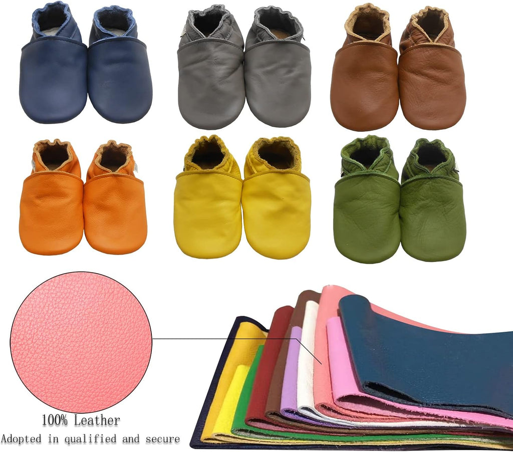 Baby Leather Moccasins Anti-Slip Rubber Sole Pre-Walker Crib Shoes