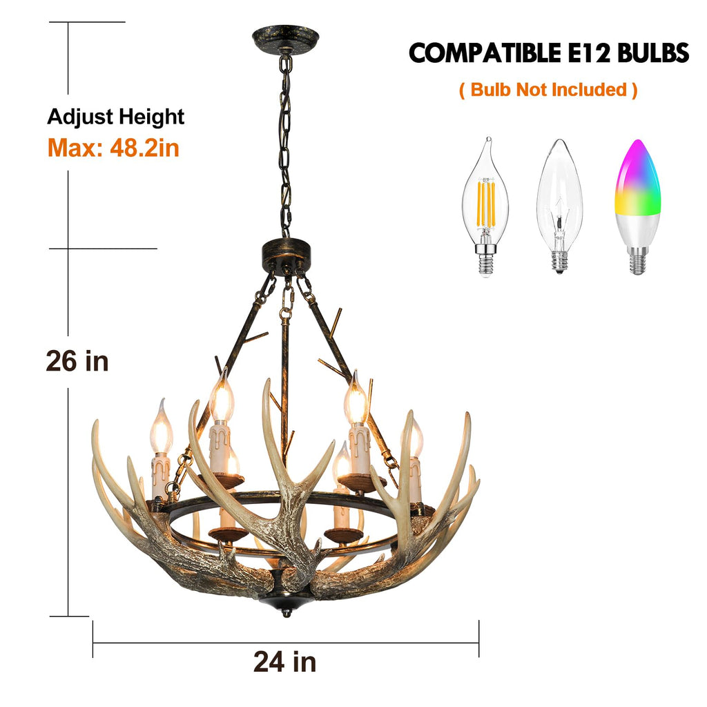 Rustic Antler Chandelier 6-Light